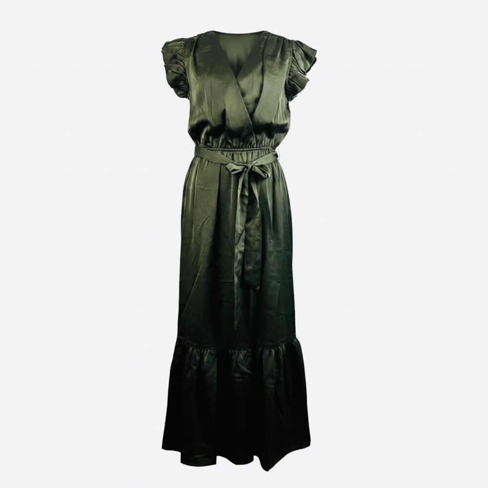 SAM EDELMAN GREEN SMOCKED ELASTIC WAIST DRESS SIZE 6 NWT - Picture 3 of 8